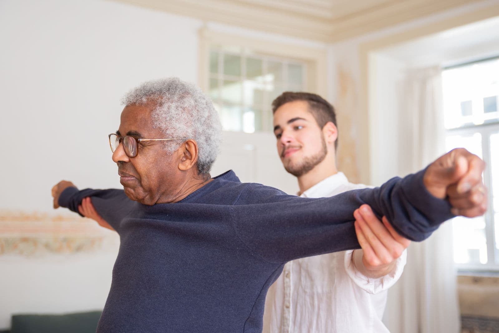 Older adult staying active to support spine health